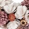 13" White and Pink Floral Christmas Wreath with Wooden Accents and Pinecones
